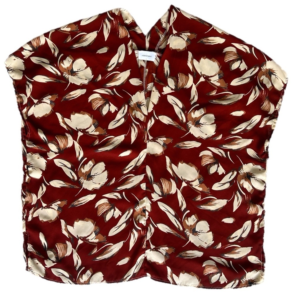 Adrienne Maroon and Cream Floral Blouse - Picture 2 of 5